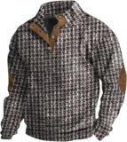 Sweatshirts for Men Sweater Quarter Zip Striped Pullover Fall Winter Spring Color Block Polo Sweatshirts