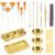 29 Pcs Esthetician Supplies 6 Blackhead Remover Tools 3 Stainless Steel Gold Mixing Bowls 3 Compartment Serving Tray Gold Small Serving Tray 3 Facial Fan Brushes 3 Face Mask Brush 12 Facial Sponges