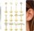 ORAZIO Push in Stud Earrings, 20G 18G Flat Back Earrings,Hypoallergenic Threadless Stud Multi-Pack, 14K Gold Plated 316L Surgical Steel Earring Sets, Push-in Cartilage Helix Tragus Nose Piercing Jewelry for Women