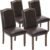 DUMOS Upholstered Dining Chairs Set of 4, Modern Fabric Dining Room Chair with Nailhead Trim and Wood Legs, Mid-Century Accent for Living Room, Kitchen, Dark Brown