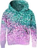 Lovekider Kids Hoodies Galaxy Sweatshirts 4-14 Years 3D Print Fashion Pullover Shirts with Big Pocket for Girls Casual