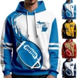 Football Hoodies for Men Women City Sweatshirts Fans Gifts Casual Collar Drawstring Long Sleeve Hoodie Pullover