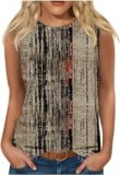 Womens Summer Aztec Ethnic Style Tank Tops Casual Loose Round Neck Sleeveless Shirt Fashion Comfort Printing Tops