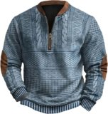 Graphic Sweatshirt Long Sleeve Quarter Zip Sweatshirts Mens Plus Size Casual Tops Lightweight Sweatshirts