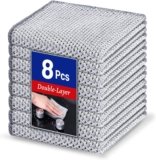 8 pcs Wire Dishwashing Rag for Wet and Dry, No Scratches and No Odor, Reusable and Washable for Cookware, Sinks, Dishes, Stove Tops, 7.87″ x 7.87″