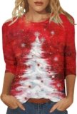 Womens Christmas Shirt Today Clearance Cropped Pullover Women Xmas Sweatshirts For Women Christmas Baseball Shirt Red Sweatshirt Womens Pullover Style Sweaters For