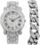 Charles Raymond Bling-ed Out Silver Round Luxury Mens Watch w/Bling-ed Out Bracelet – L0504B