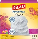 Glad ForceFlex Tall Kitchen Trash Bags, 13 Gal, Gain Moonlight Breeze, 100 Ct (Package May Vary)