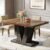 Tribesigns 47-Inch Dining Table for 4, Black Kitchen Dinner Table with Heavy Duty Pedestal, Farmhouse Wooden Eating Table for Home, Dining Room, Small Space, Black & Brown