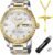 OLEVS Diamond Watches for Men,Business Dress Watch Waterproof Luminous,Male Golden Big Dial Luxury Casual Quartz Analog Watches with Day Date Calendar and Stainless Steel Band