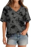 Aokosor Womens T Shirts V Neck Short Sleeve Casual Loose Tees Tops 2024 Trending Now