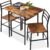 Best Choice Products 3-Piece Modern Dining Set, Space Saving Dinette for Kitchen, Dining Room, Small Space w/Steel Frame, Built-in Storage Rack – Medium Brown/Black