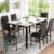 Recaceik Dining Table Set for 4-6, Faux Marble Dining Room Table Set, 7 Piece Dinner Table Set for 6 with PU Leather Modern Small Space,Black