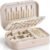 Vlando Travel Jewelry Case, PU Leather Travel Jewelry Box with Earring Holder, Portable Display Small Jewelry Box for Mothers Day Women Girls Gift – Pink