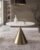 Morden Fort Modern Round Dining Table 47 Inch White Circle Faux Marble Top Kitchen Table with Gold Luxury Cone Pedestal for Dining Room, Home Kitchen, Bistro and Breakfast Nook