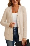 GRECERELLE Women’s Lightweight Cardigan Sweater Casual Long Sleeve Knit Cardigan Open Front Outwear Jacket with Pockets