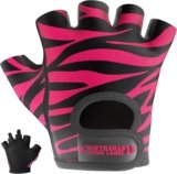 Contraband Pink Label 5277 Women’s Design Series Zebra Print Lifting and Rowing Gloves (Pair) – Lightweight Vegan Medium Padded Microfiber Amara Leather w/Griplock Silicone