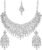 Touchstone Indian Bollywood Masterly Created Sparkling Rhinestones Studded Look Grand Bridal Jewelry Necklace Earrings Mangtika Set In Silver or White or Gold Tone For Women.