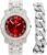 Charles Raymond Bling-ed Out Silver Round Luxury Mens Watch w/Bling-ed Out Bracelet – L0504B
