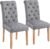 Yaheetech Dining Chairs Set of 2 Fabric Upholstered Button Tufted Kitchen Chairs with Solid Wood Legs for Home, Restaurant, Dining Room, Dark Gray