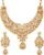 Touchstone Hollywood Glamour Pretty Filigree Paisley Motif Rhinestones Studded Diamond Look Designer Bridal Jewelry Hasli Necklace Set For Women In Antique Gold or White or Silver Tone.