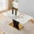 Marble Dining Table,Modern Dining Room Table with Golden Stainless Steel Base,Marble Kitchen Table for 8 People,71” Gold Dining Table Ideal for Living Room Home Office