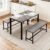 Naomi Home Paola Dining Set for 4 with 2 Benches, Kitchen Table Set with Metal Frame & MDF Board, Space-Saving Dinette for Kitchen, Dining Room – Gray