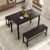 Dining Table Set for 4, Kitchen Dining Chairs Set with 2 Benches, 43.5 Inch Small Kitchen Dining Room Table and Chairs Set for 3-Piece Breakfast Nook and Small Space, Black