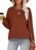 Aokosor Womens Fall Fashion 2024 Long Sleeve Casual Tops Crew Neck Sweatshirts Trendy Clothes for Women Caramel L